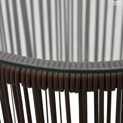 3 darabos barna PE rattan bisztrószett párnával