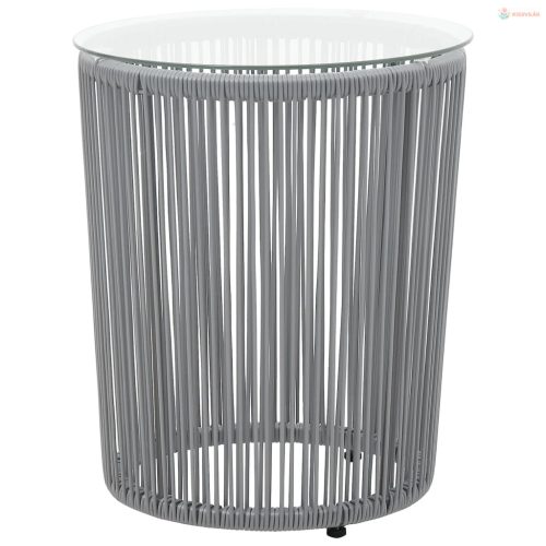 3 darabos szürke PE rattan bisztrószett párnával