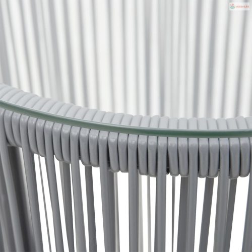 3 darabos szürke PE rattan bisztrószett párnával