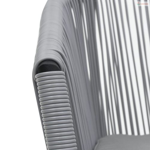 3 darabos szürke PE rattan bisztrószett párnával