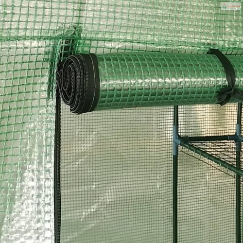 Acél melegház polcokkal 143 x 143 x 195 cm