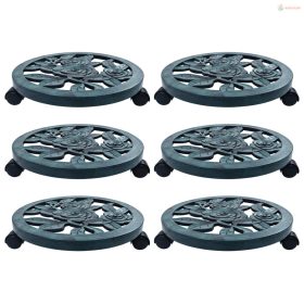 6 db zöld gurulós műanyag virágtartó 38 cm