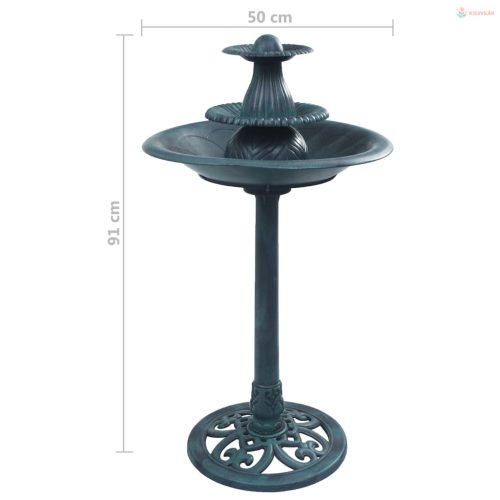 Zöld műanyag madárfürdető szökőkúttal 50 x 91 cm
