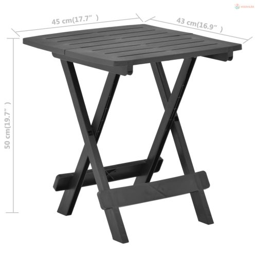 Antracitszürke műanyag összecsukható kerti asztal 45x43x50 cm