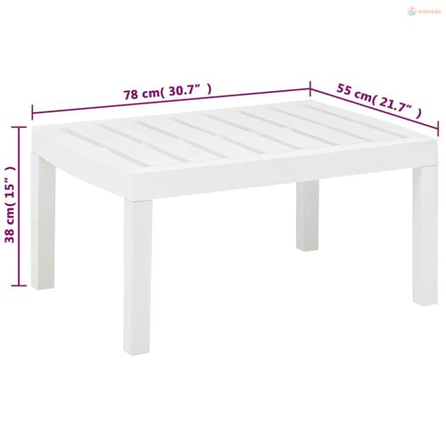 Fehér műanyag kerti asztal 78 x 55 x 38 cm