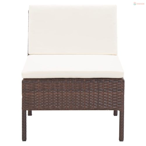 3-részes barna polyrattan kerti ülőgarnitúra párnákkal