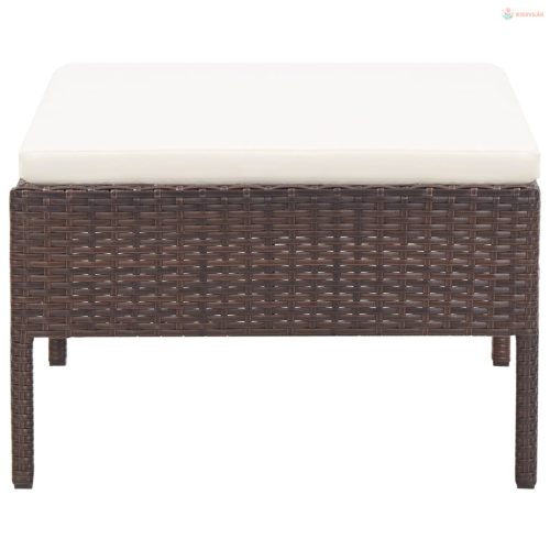 3-részes barna polyrattan kerti ülőgarnitúra párnákkal