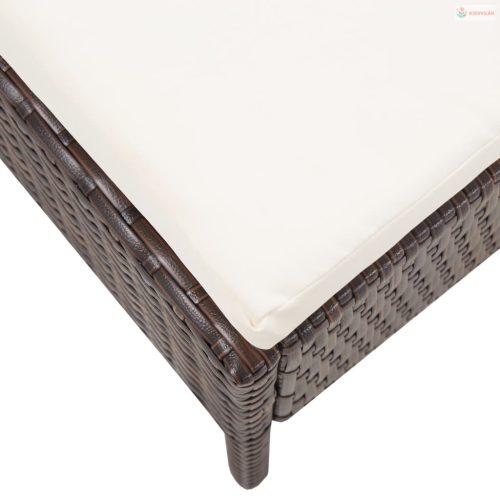 3-részes barna polyrattan kerti ülőgarnitúra párnákkal