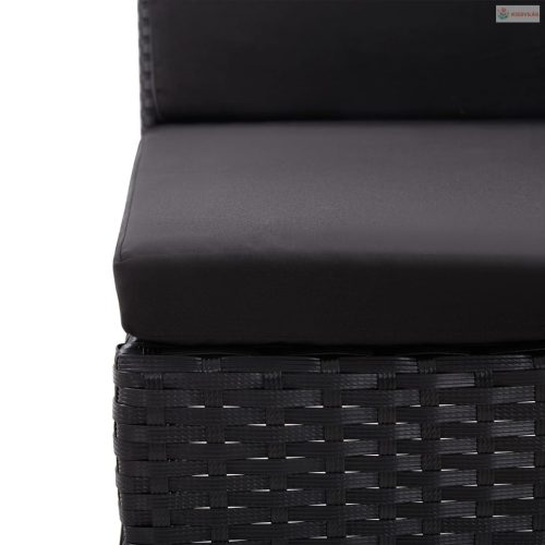 3 részes fekete polyrattan kerti ülőgarnitúra párnákkal