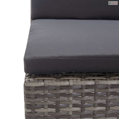 3-részes szürke polyrattan kerti ülőgarnitúra párnákkal