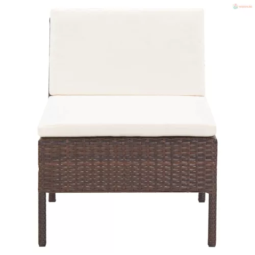 3-részes barna polyrattan kerti ülőgarnitúra párnákkal