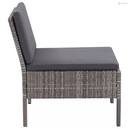 3-részes szürke polyrattan kerti ülőgarnitúra párnákkal