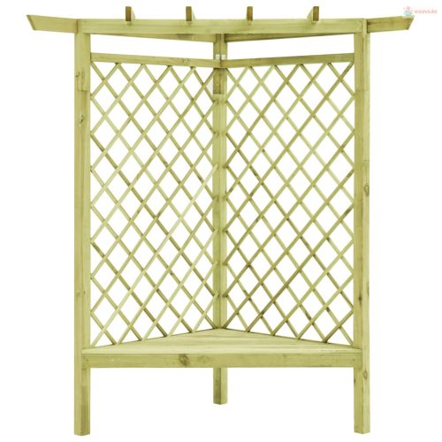 Impregnált fenyőfa kerti sarokpergola 130 x 130 x 197 cm