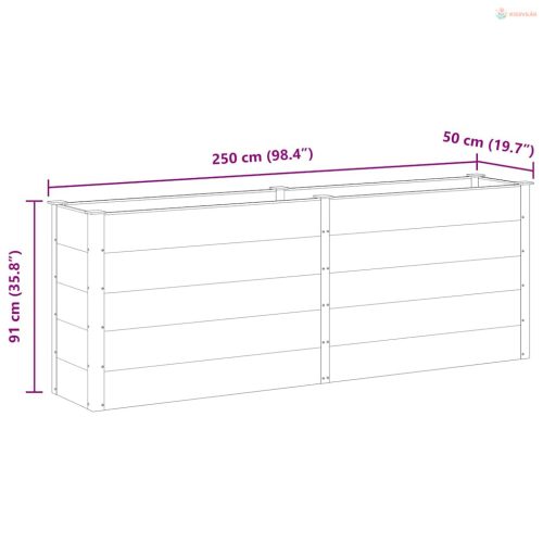 Szürke WPC kerti magaságyás 250 x 50 x 91 cm
