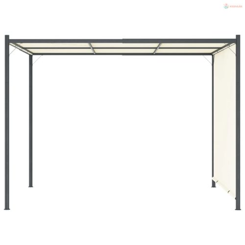 Fehér-krémszínű acélpergola állítható tetővel 3 x 3 m