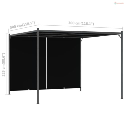 Antracitszürke kerti pavilon behúzható tetővel 3 x 3 m