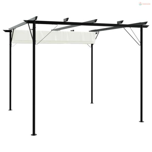 Fehér-krémszínű acélpergola behúzható tetővel 3 x 3 m