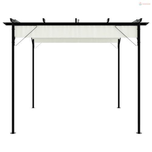 Fehér-krémszínű acélpergola behúzható tetővel 3 x 3 m
