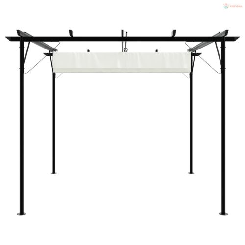 Fehér-krémszínű acélpergola behúzható tetővel 3 x 3 m