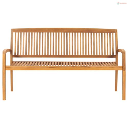 3 személyes rakásolható tömör tíkfa kerti pad 159 cm