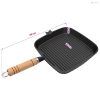 Öntöttvas grillserpenyő fa nyéllel 20 x 20 cm