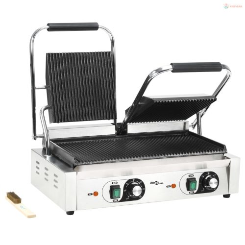 Dupla kontaktgrill rozsdamentes acélból 3600 W 57x30,5x20 cm