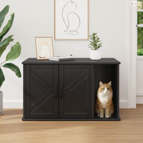 Macska Ház Fekete 85 x 55 x 50 cm Faanyag
