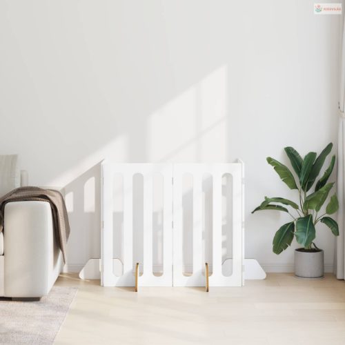 Hajtható állatkerítés 4 pcs Fehér 201 x 38 x 90 cm Mérnöki fa