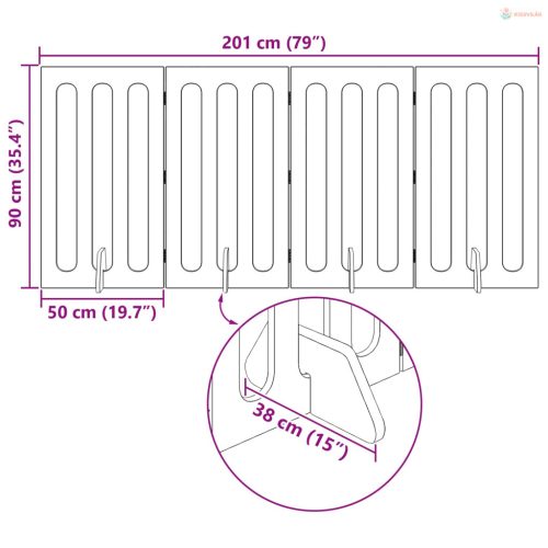 Hajtható állatkerítés 4 pcs Fehér 201 x 38 x 90 cm Mérnöki fa