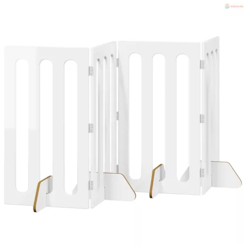 Hajtható állatkerítés 4 pcs Magasfényű Fehér 201 x 38 x 90 cm