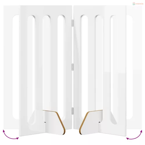Hajtható állatkerítés 4 pcs Magasfényű Fehér 201 x 38 x 90 cm