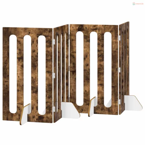 Hajtható állatkerítés 4 pcs Füstölt Tölgy 201 x 38 x 90 cm