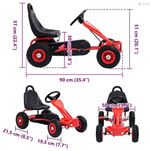 Piros pedálos gokart pneumatikus gumikkal