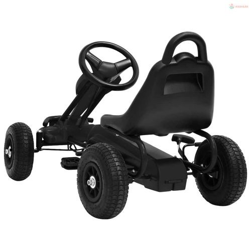 Fekete pedálos gokart pneumatikus gumikkal