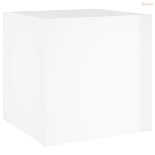 Magasfényű fehér szerelt fa virágtartó 40 x 40 x 40 cm