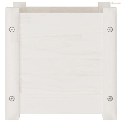 Fehér tömör fenyőfa kerti virágtartó 31 x 31 x 31 cm