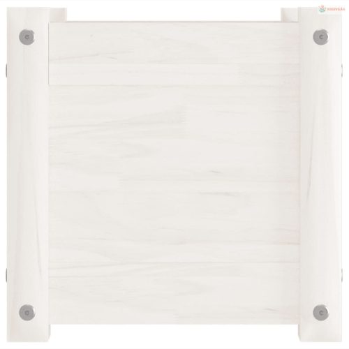 Fehér tömör fenyőfa kerti virágtartó 31 x 31 x 31 cm