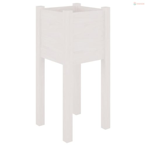 2 db fehér tömör fenyőfa kerti virágtartó 31 x 31 x 70 cm