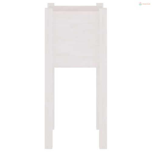 2 db fehér tömör fenyőfa kerti virágtartó 31 x 31 x 70 cm