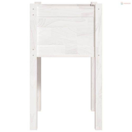 Fehér tömör fenyőfa kerti virágtartó 40 x 40 x 70 cm