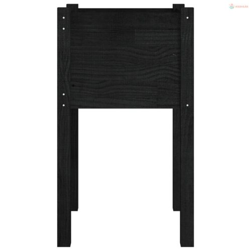 Fekete tömör fenyőfa kerti virágtartó 40 x 40 x 70 cm