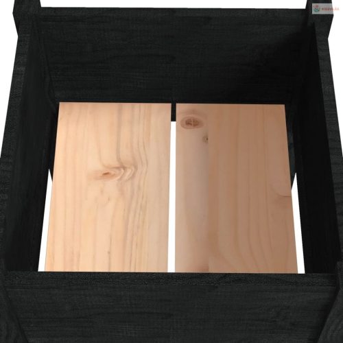 Fekete tömör fenyőfa kerti virágtartó 40 x 40 x 70 cm