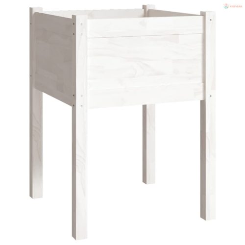 Fehér kerti tömör fenyőfa virágtartó 50 x 50 x 70 cm