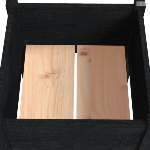 Fekete tömör fenyőfa kerti virágtartó 50 x 50 x 70 cm