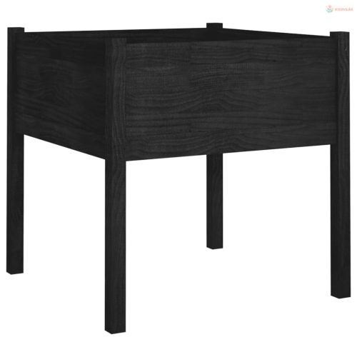 2 db fekete tömör fenyőfa kerti virágtartó 70 x 70 x 70 cm