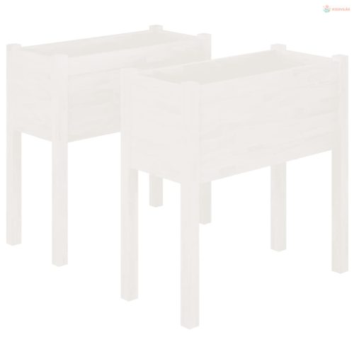 2 db fehér tömör fenyőfa kerti virágtartó 70 x 31 x 70 cm