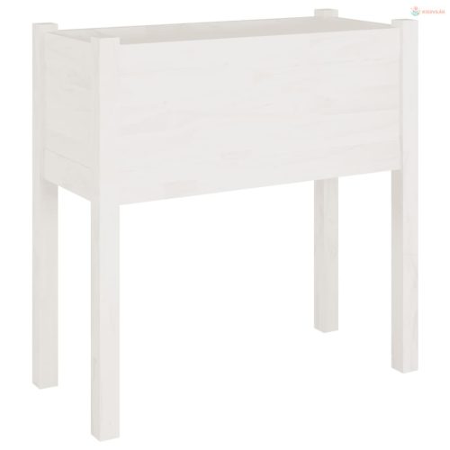 2 db fehér tömör fenyőfa kerti virágtartó 70 x 31 x 70 cm