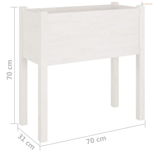 2 db fehér tömör fenyőfa kerti virágtartó 70 x 31 x 70 cm