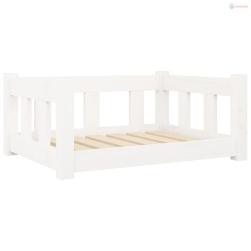 Fehér tömör fenyőfa kutyaágy 65,5 x 50,5 x 28 cm