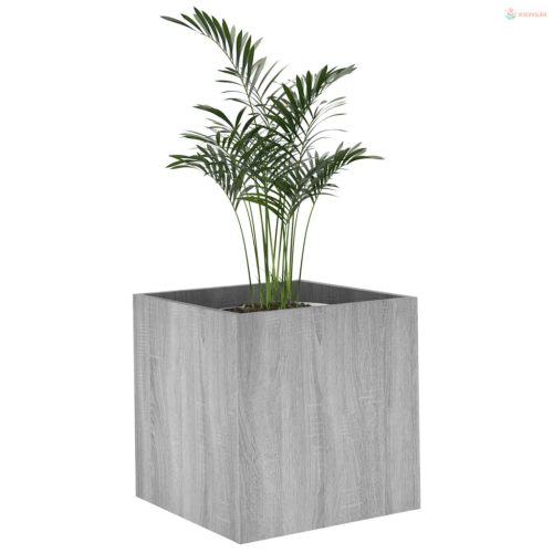 Szürke sonoma színű szerelt fa virágtartó 40 x 40 x 40 cm